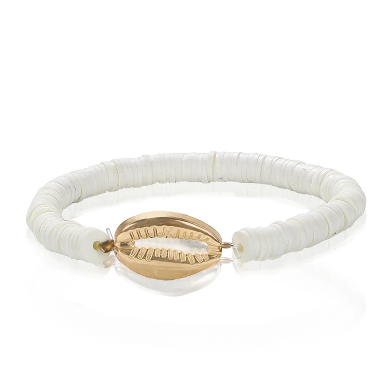 Seashell Bracelet For Women Multicolor Broken Puka Cowrie Shell Bracelet Vsco Girl Beaded Accessories Elastic Rope Jewelry - Metal Color: 7