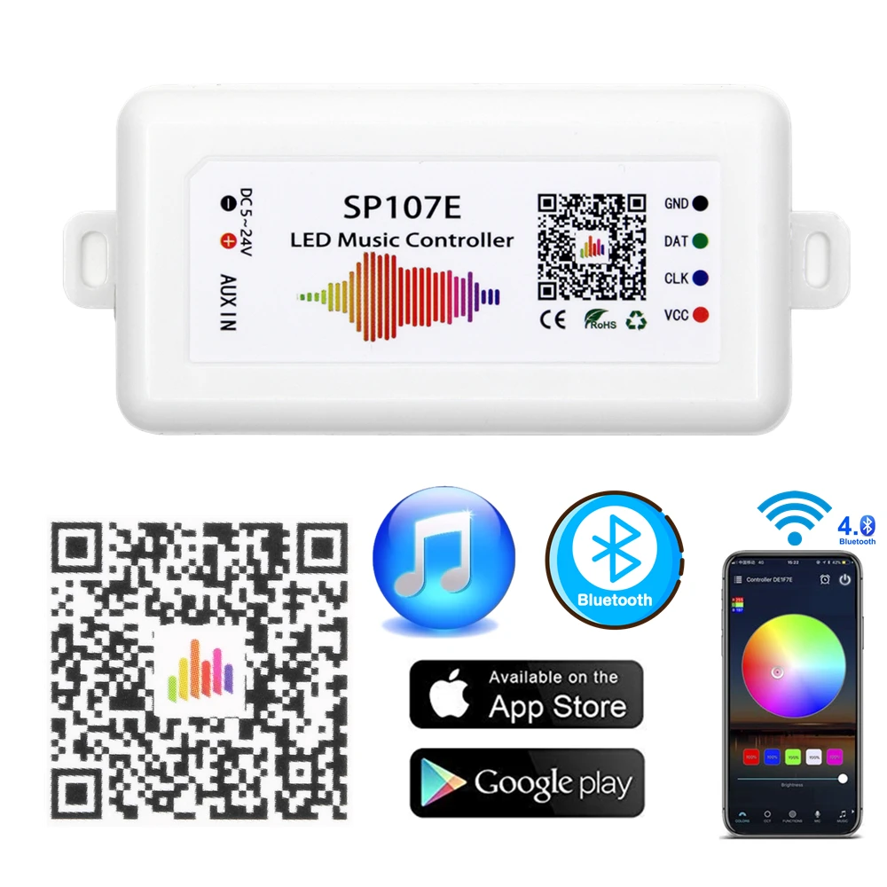 SP107E светодиодный музыкальный контроллер Bluetooth волшебный DC5 24V 2048 пикселей для WS2811