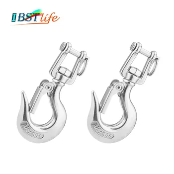 

2PCS 304 Stainless Steel Swivel Eye Lifting Snap Hook cargo snap hook crane hook with Latch NO Rust marine rigging hardware