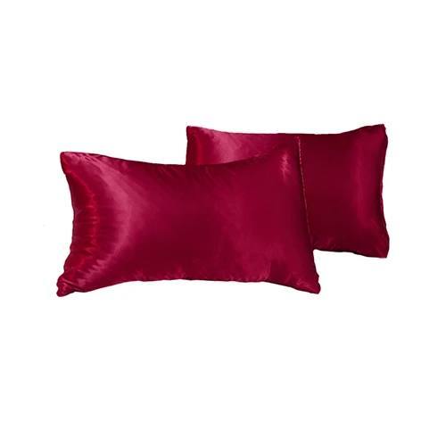 2 Pcs Red Высокий стандарт, Мягкая Наволочка из натурального шелкового атласа, Наволочка на стул, постельные принадлежности, Наволочка на подушку, наволочки на кровать, разные цвета - Цвет: 2 Pcs Red