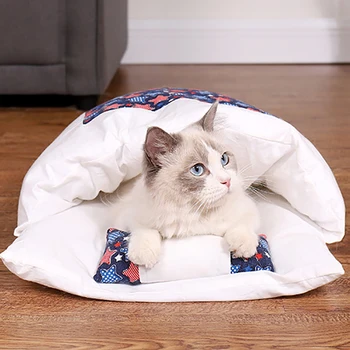 

Pet Cat Sleeping Bag Warm And Comfortable Cat Bed Winter Cat Nest Dog Bed Closed Cat Sofa Washable Pets Cats Deep Sleep Supplies