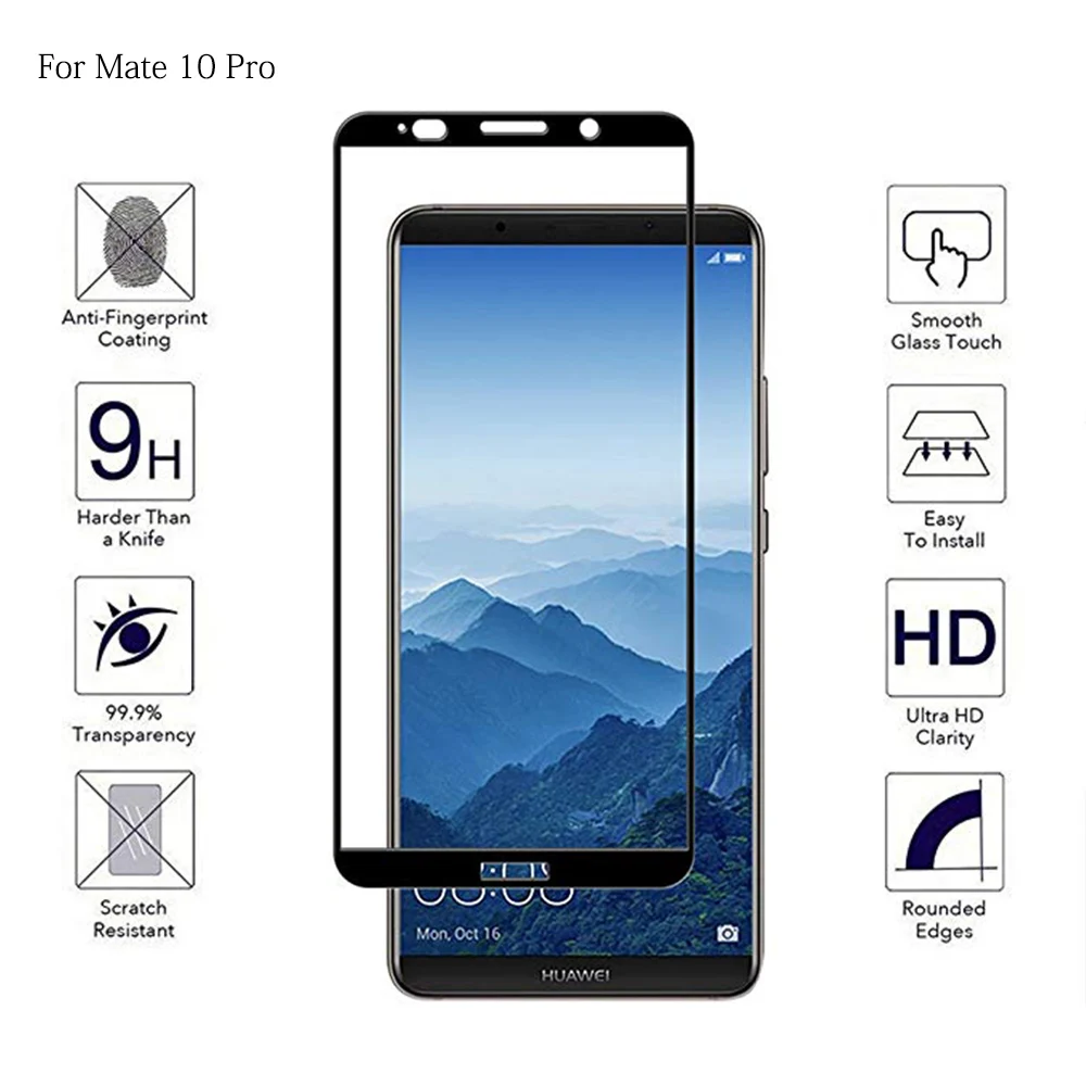 Full Cover Tempered Phone Glass For Huawei Mate 10 Lite Pro Coverage Screen Protector Mate10 Film | Мобильные телефоны и