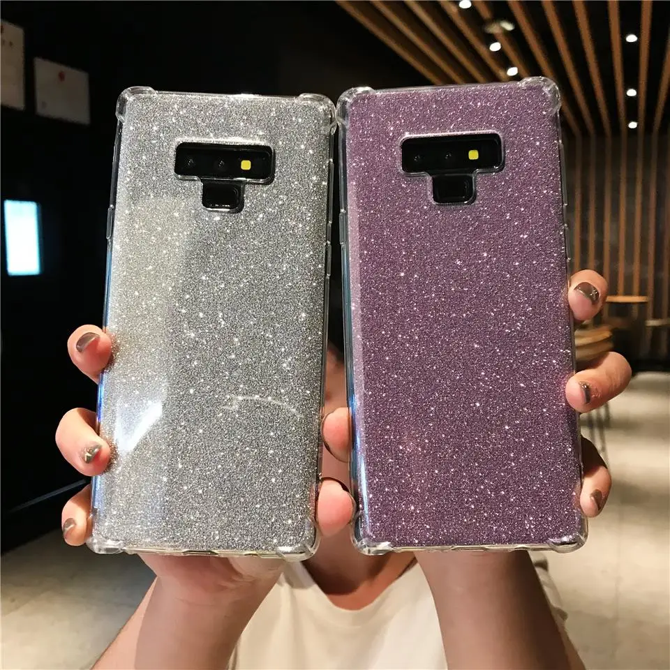 Противоударный чехол с блестками для samsung Note 9 10 Pro S10 S10E S9 S8 Plus A20E A30 A50 A70 мягкий из