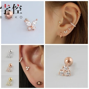 

BOAKO Rose Gold Butterfly Earrings For Women 925 Silver Earrings 2020 Stud Earrings Jewelry Zircon Pendientes Brincos Aretes