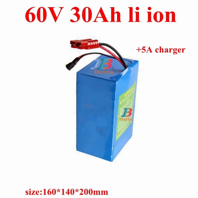 60v 30ah li ionr блок батарей электрического велосипеда BMS для 60v 3000W скутера ebike мотоцикла вилочный погрузчик+ 5A зарядное устройство