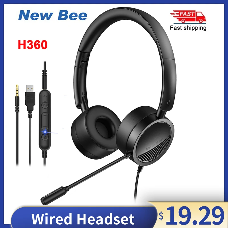 Новинка проводные наушники Bee H360 3 5 мм/USB центральные с микрофоном компьютерные