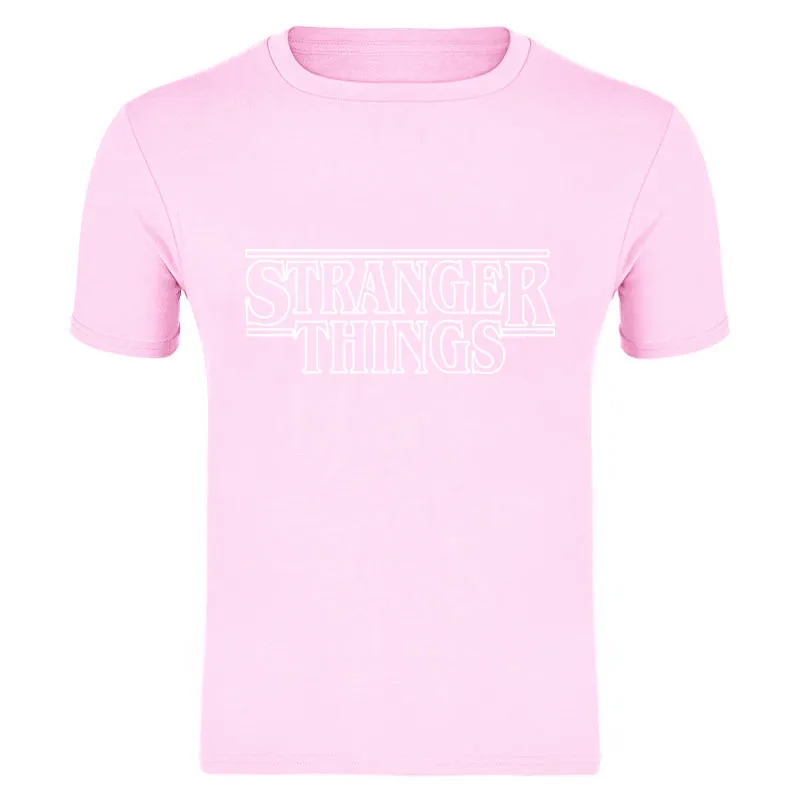 STRANGER THINGS Mens T-Shirts Summer cotton Short Sleeve T Shirts New casual Tee Shirts Male T shirt S-XXXL - Цвет: pink