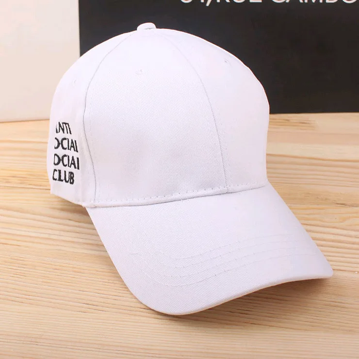 Korean-Style Bending Hood Light Board Anti Social Club Side Lettered Men's And Women's COUPLE'S Baseball Cap Cricket-cap Hip Hop |
