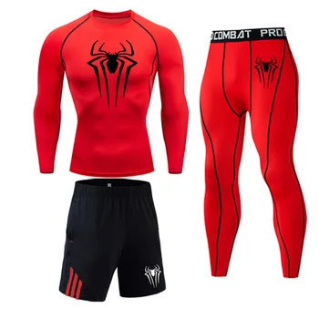 

Thermal Underwear 3Pc Set For Men Quick Dry Anti-microbial Stretch Men's Spiderman Thermo Underwear Male Warm Long Johns Fitness