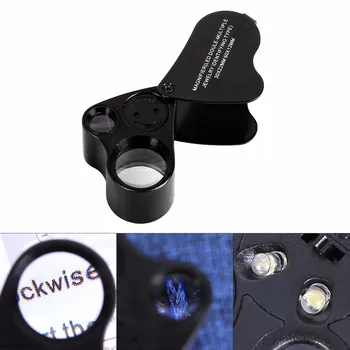 

30X /60X Plastic + Metal Dual Acrylic Optical Lens Foldable Portable Magnifier with 2 LED Lights for Reading / Jewelry
