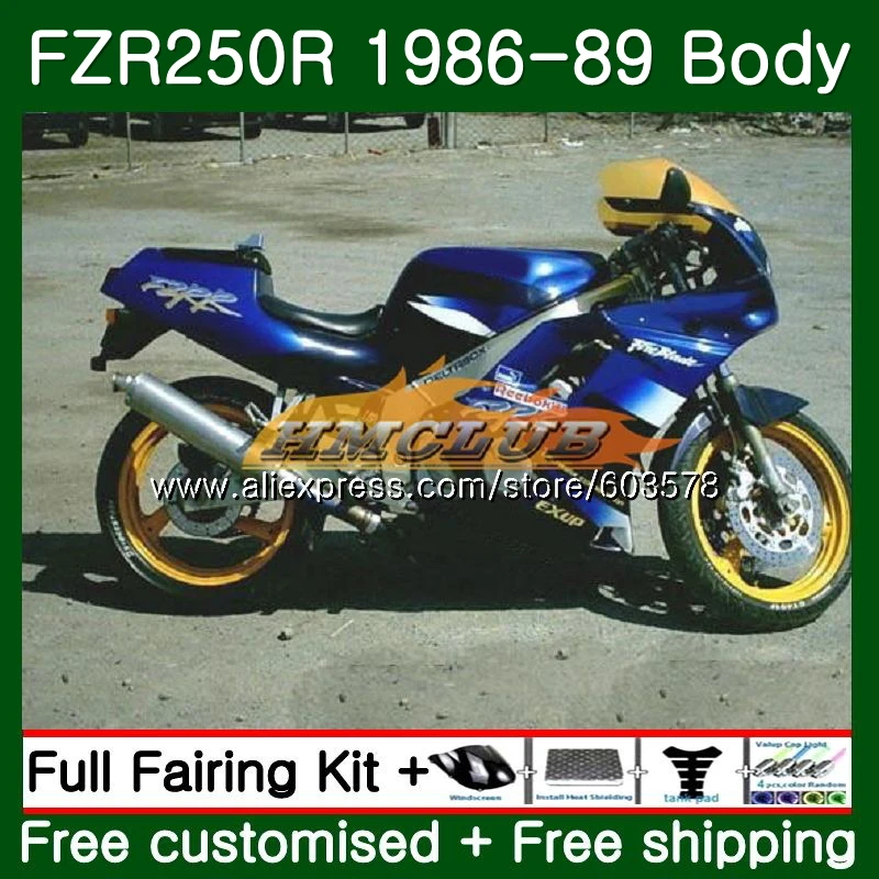 Корпус для YAMAHA FZR250R FZRR FZR 250 250R 1986 1987 1988 1989 124CL. 33 FZR250RR FZR-250 FZR250 86 87 88 89 Синий глянцевый обтекатель - Цвет: No. 1