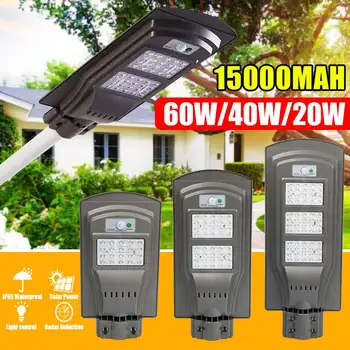 

Smuxi 20W/40W/60W IP65 Waterproof LED Solar Sensor Road Floodlight Motion Sensor Wall Light Outdoor Garden Street Pathway Lamp