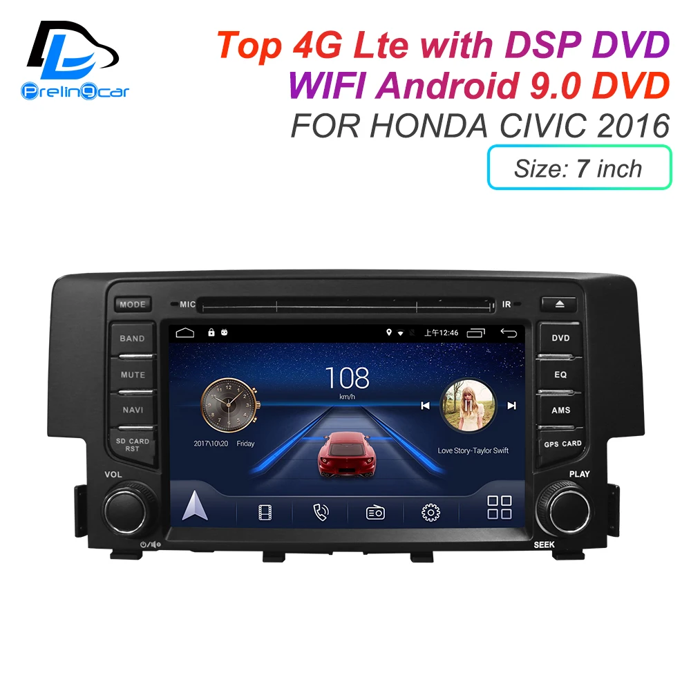 

Android 9.0 DSP 4G Lte multimedia DVD player For HONDA civic 2012 2016 years headrest monitor radio stereo navigation system
