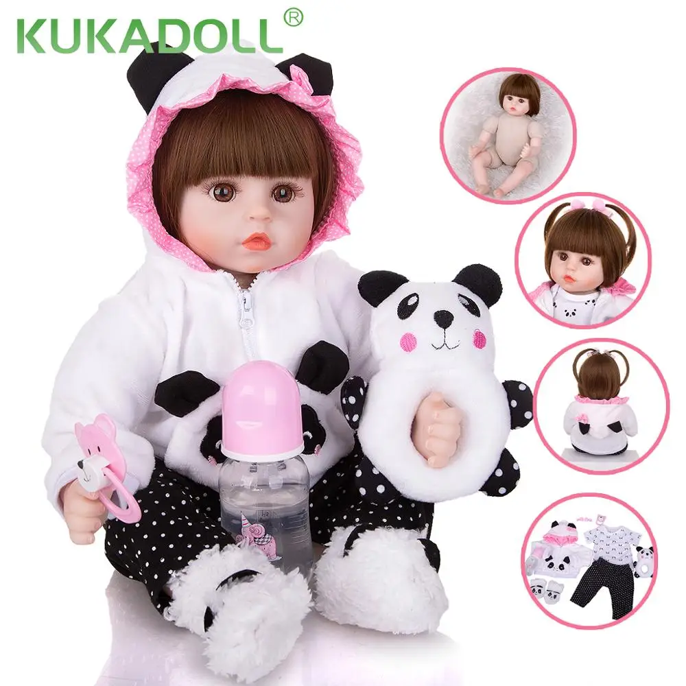 KUKADOLL Lovely Reborn Baby Doll 18 Inch Cloth Body Stuffed 48 CM Boneca Realistic Babies Girl Toys Children's Day Birthday Gift