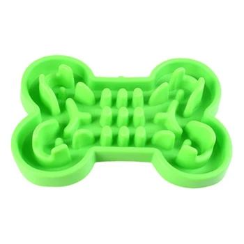 

Pet Slow Food Bowl Silicone Bone Shaped Anti-Skid Dog Bowl Cats Feeding Bowls Leakproof Food Feeder B99