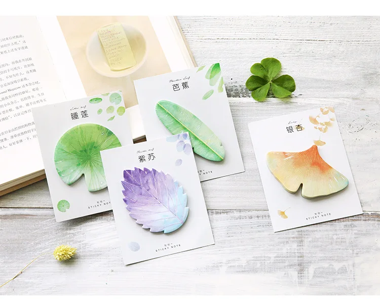 Cute Kawaii Natural Plant Leaf Sticky Note Memo Pad Note Office Planner Sticker Paper Korean Stationery School Supplies