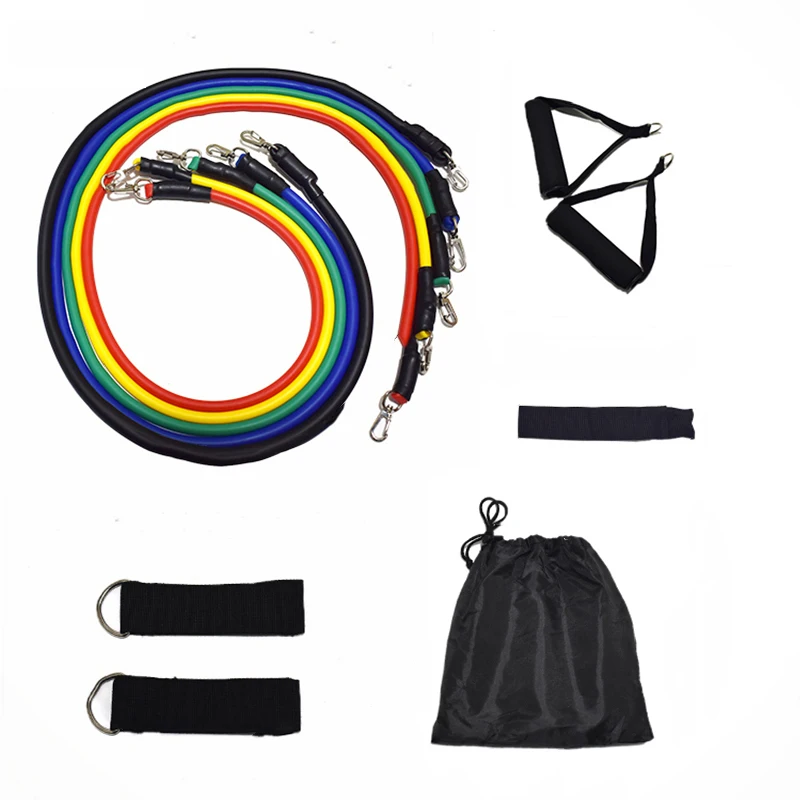

11 PCS Resistance Band Set Expander for Home Train 100/125/150 Pound TPE Workout TPE Band Gym Body Building Fitness Equipment