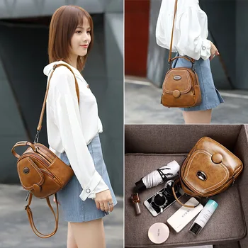 

2020 summer new retro single and double shoulder messenger small square female bag women backpack travel backpack back pack