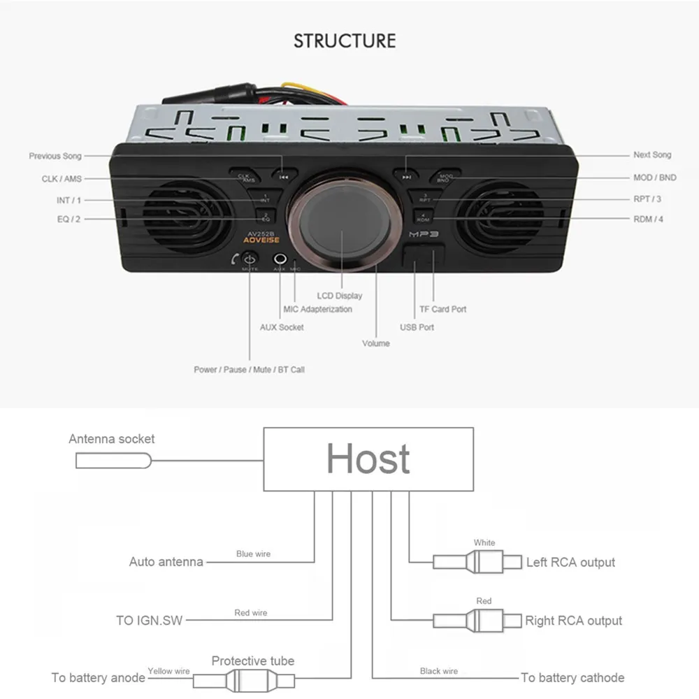 Zeepin AV252B автомобильный стерео аудио 12 в Bluetooth 2 1 + EDR Автомобильный MP3 плеер