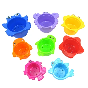 

Stacking Cups Bath Toys for Toddlers: the Sea Animal Stacker with Holes for Sprinkling Water and Sifting Sand