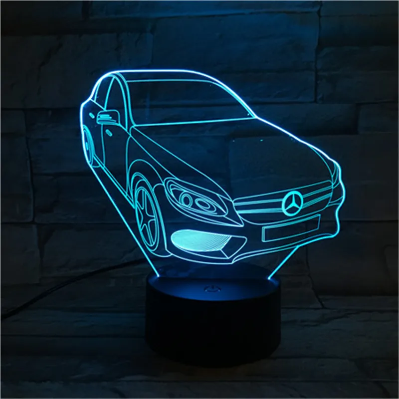3D лампы холодный автомобильное моделирование светодиодный ночной Светильник многоцветный Роман акрил USB Сенсорная Кнопка светильник ы для детей игрушки Рождественский подарок 401