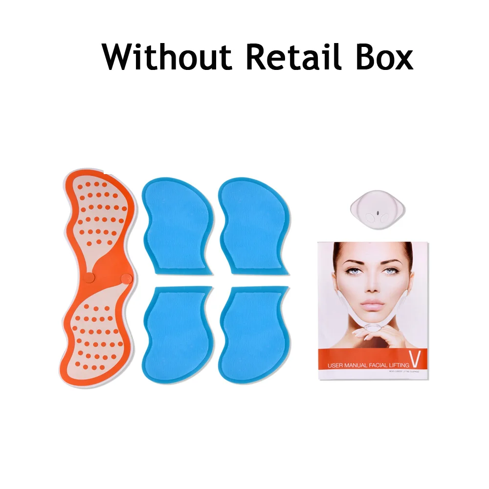 Without Retail Box EMS массажер для похудения лица женский V образный лифтинг для лица Массажер для лифтинга лица с гелевыми подушечками электростимулятор мышц - Цвет: Without Retail Box