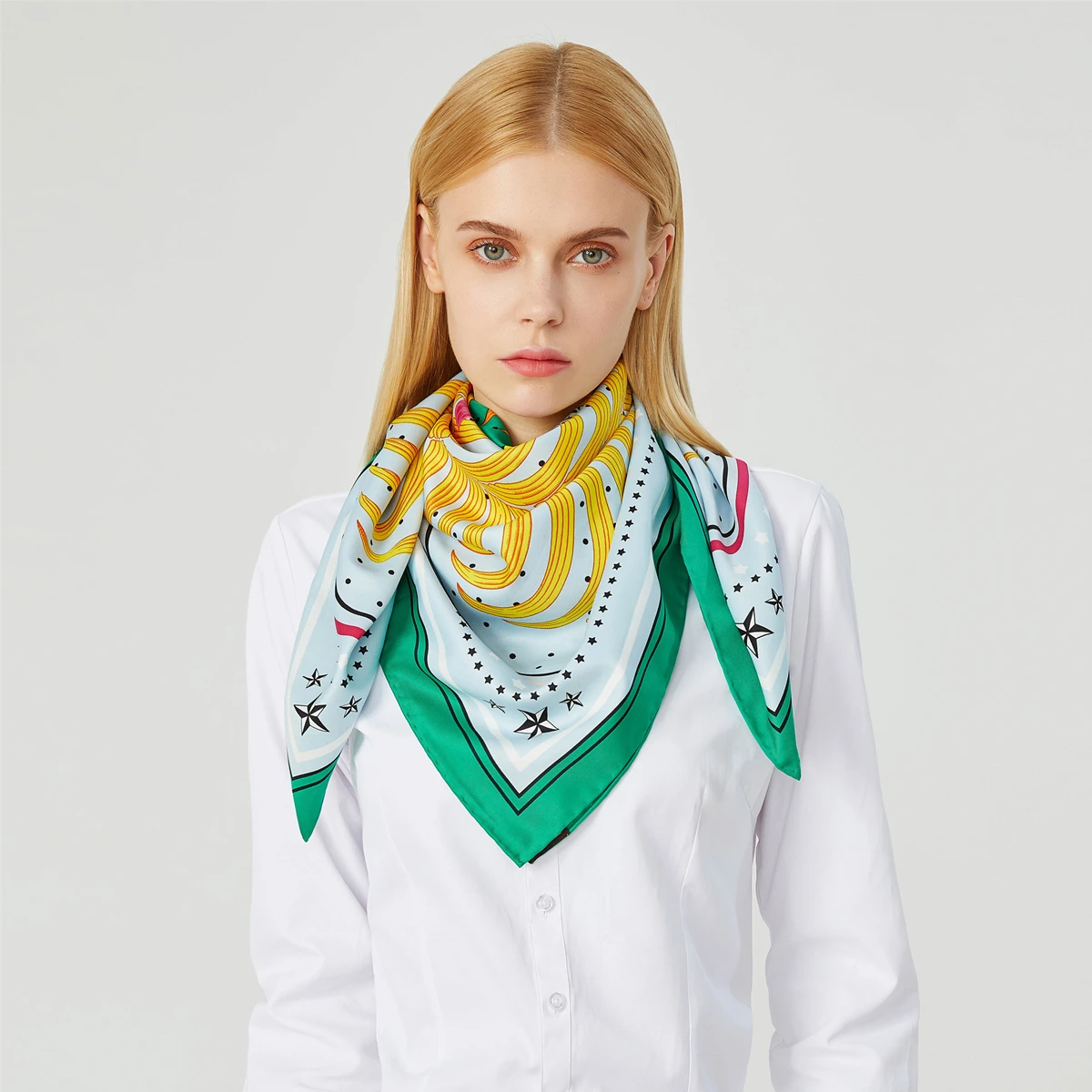 

90cm Luxury Brand Hijab Scarf Women Handmade Curled Twill Silk Square Scarf Shawl Tiger Design Headband Scarves For Ladies