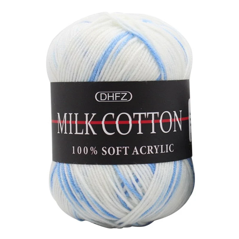 blue white Новинка, вязаное крючком, молочное, мягкое, детское, хлопковое, шерстяное, пряжа, 50 г, сделай сам, теплое пальто, свитер, ручная вязка, пряжа, одеяло, вязаное крючком, цветное - Цвет: blue white