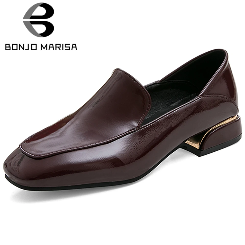 

BONJOMARISA New Ladies Spring Office Retro Pumps Fashion Square Toe slip-on Pumps Women 2020 Casual Low Heels OL Shoes Woman