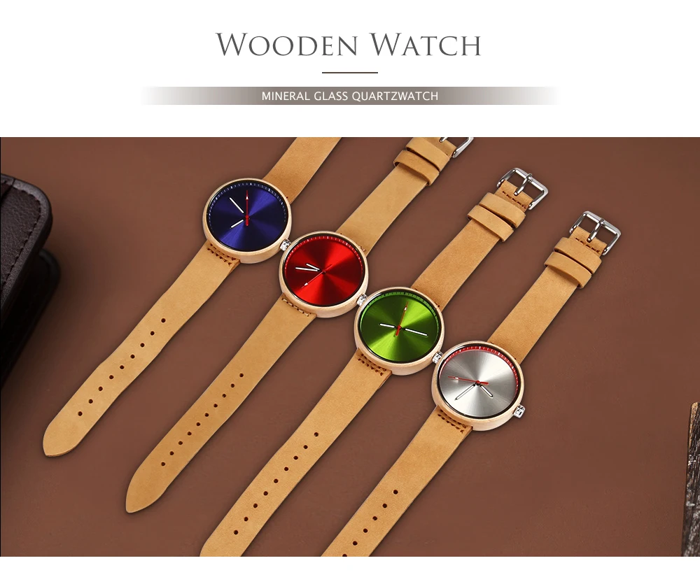 Зеленый/синий/красный цветной циферблат женские наручные часы клен деревянный ящик женские часы Простой повседневный кожаный ремешок новые модные часы