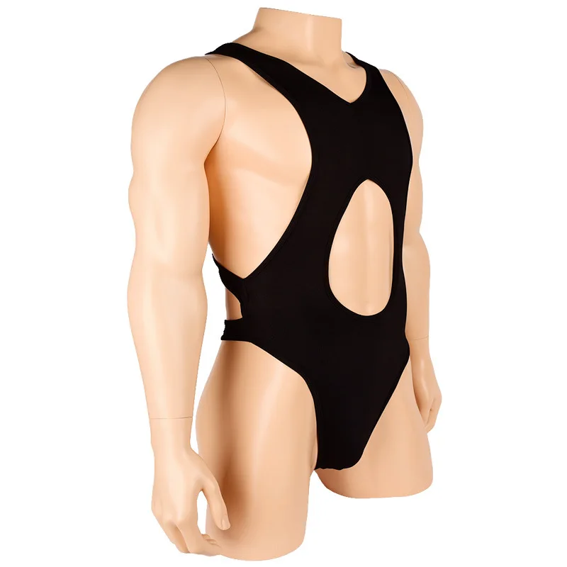 Sexy Lingerie Men Gay Fetish Leotard Thong Bodysuit Wrestling Singlet Tank Hollow Out Teddies Night Clubwear Pole Dance Costume black teddy lingerie