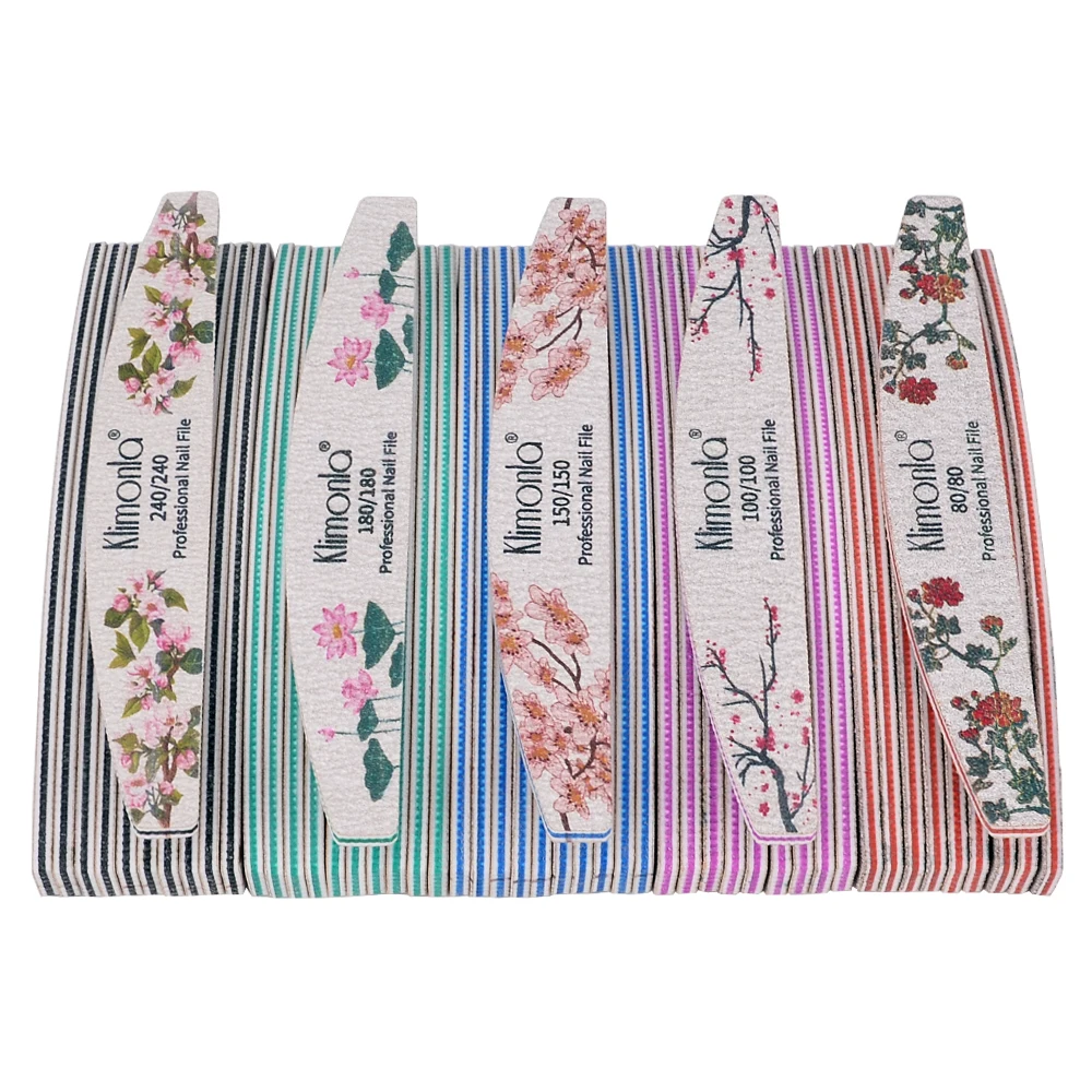 50Pcs Nails file 100 180 80 150 240 grit for Manicure accessories professional nail material Exclusive Flower Print Salon Tools
