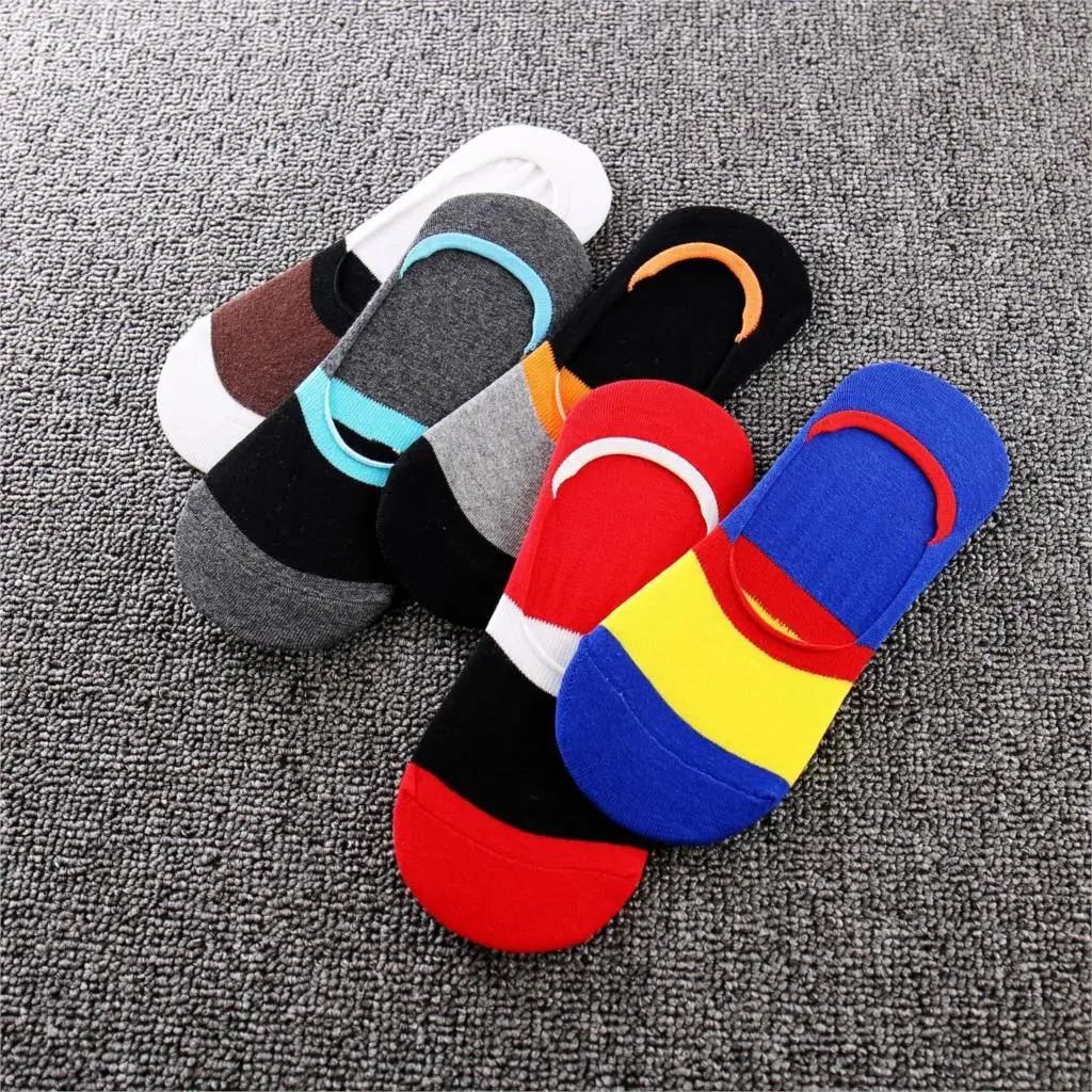 

5pair/lot Spring Summer Cotton Man Invisible Socks Fashion Breathable Man silicone antiskid Socks Comfortable Casual Socks Male
