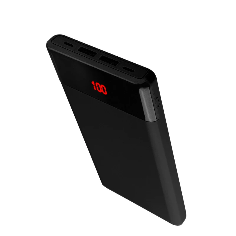 Портативный внешний аккумулятор 10000 мАч светодиодный USB портами и светодиодным