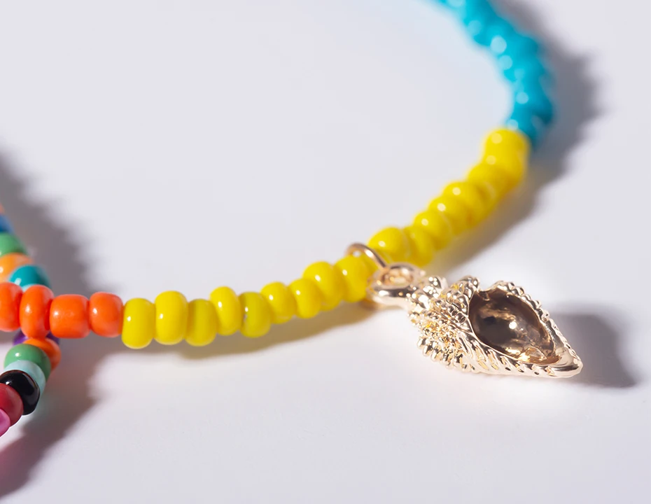 PuRui, 2 шт, Boho Shell, ножные браслеты для женщин, красочные бусы, цепочка, ювелирные изделия для ног, браслет на лодыжку, набор, босиком, браслет, пляжный аксессуар