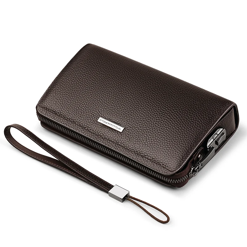 Ceny WILLIAMPOLO portfel męski skórzany prawdziwy kieszonka na monety długi zamek błyskawiczny moneta kiesa dla mężczyzn sprzęgło biznes portfel męski duże męskie portfele