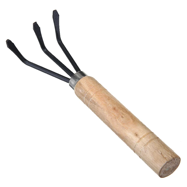 3Db Mini Kerti Kézi Szerszámkészlet Növényi Kertészeti Lapát Ásó Gereblye Fa Fogantyú Fémfejjel Az Átültetés Ásásához - Image 3