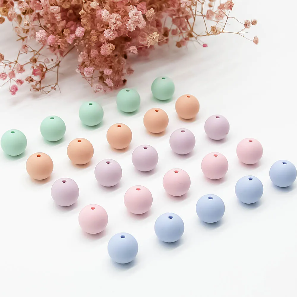 Cute-idea 500pcs 15mm Baby Silicone Pacifier Chains Teether,DIY Chewable Colorful Sensory beads,BPA FREE Infant products cute idea 12mm 100pcs bpa free infant teethers chew toys abacus silicone lentil beads baby pacifier chain tooth care products