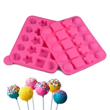 

20 Holes Square Flower Ball Shape Silicone Lollipop Mold Candy Chocolate Cake Decorating Baking Mould Tool