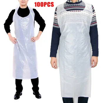 

100pcs PE Disposable Apron Lightweight Clean Home Kitchen Restaurant 80 X 125cm