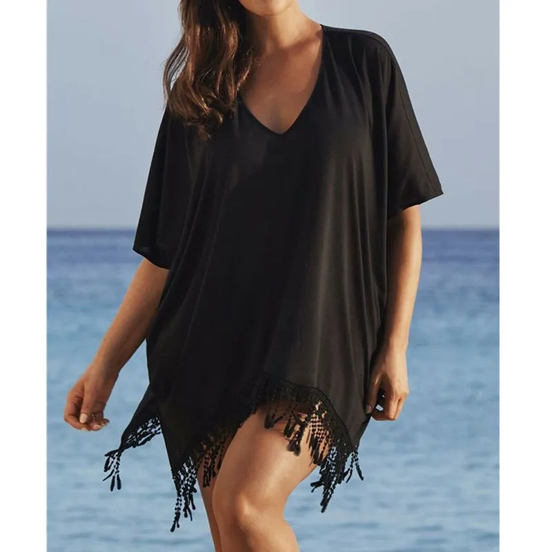 Hirigin Summer Dress 2019 Women Girl Plus Size Ladies Bikini Tassel Swimwear Swimsuit Cover Up Beach Dress Robe Femme bathing suit skirt cover up Cover-Ups