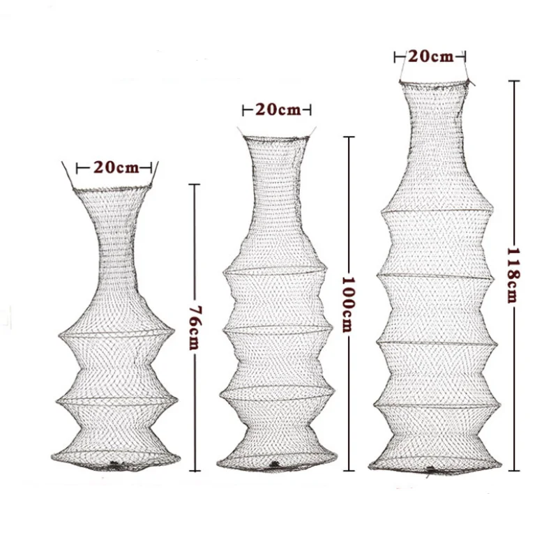 Soft Steel Ring Fishing Tackle Black Adhesive Thread Collapsible Fish Cage Fish Pocket Fishing Traps