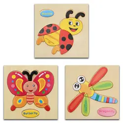 Детская игрушечная деревянная головоломка милый мультфильм насекомое животное интеллект Детский образовательный подарок головоломка