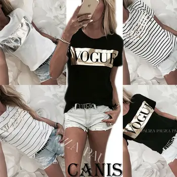 

2020 Hot Fashion Womens Letter Print Blouse Shirt New Female Short Sleeve O-Neck Casual Loose Tops Ladies Summer T-Shirts