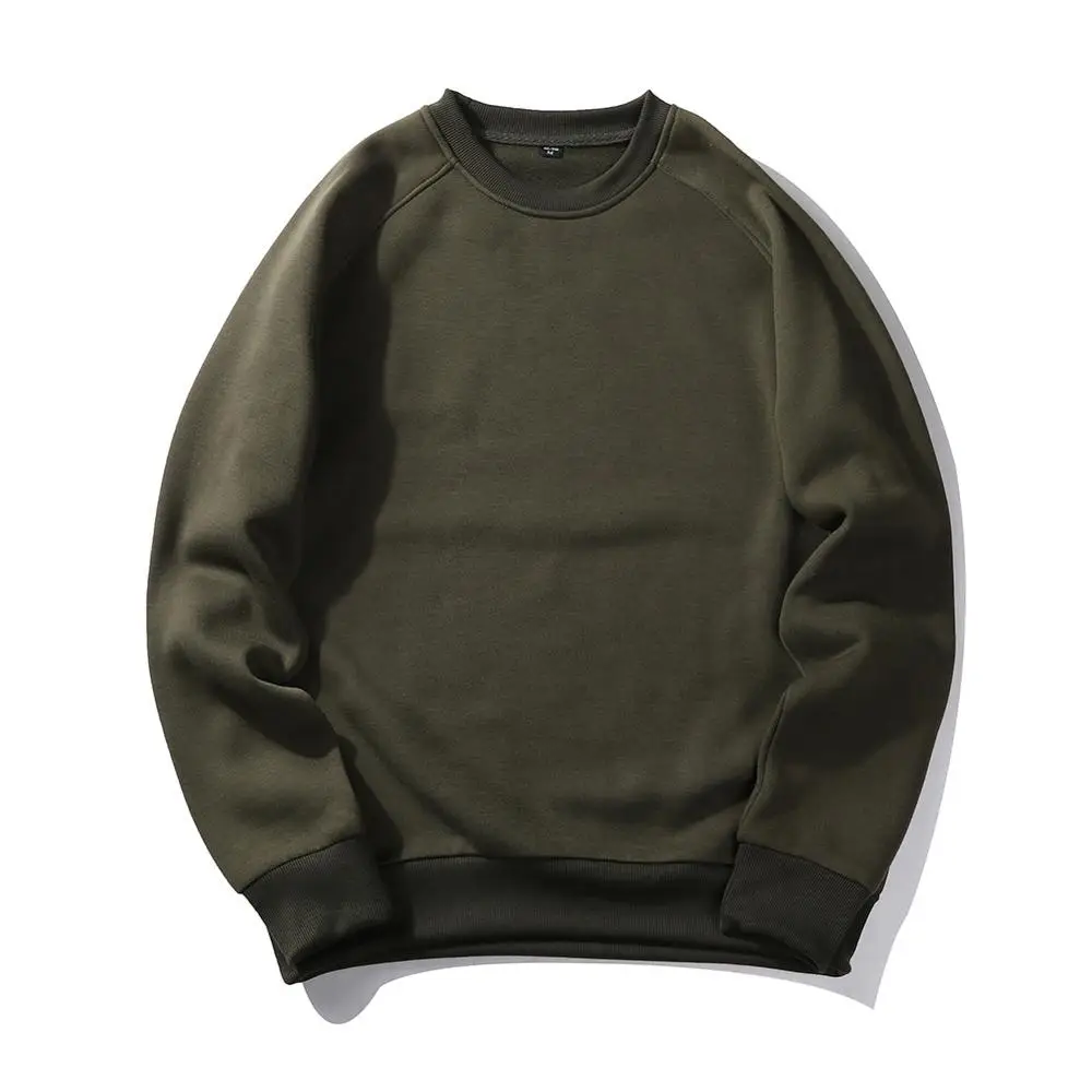 solid army green Mferlier Черная Толстовка Женская высокая уличная О-образным вырезом длинный рукав сплошной большой размер 6XL 7XL 8XL флис осень зима Женская толстовка - Цвет: solid army green