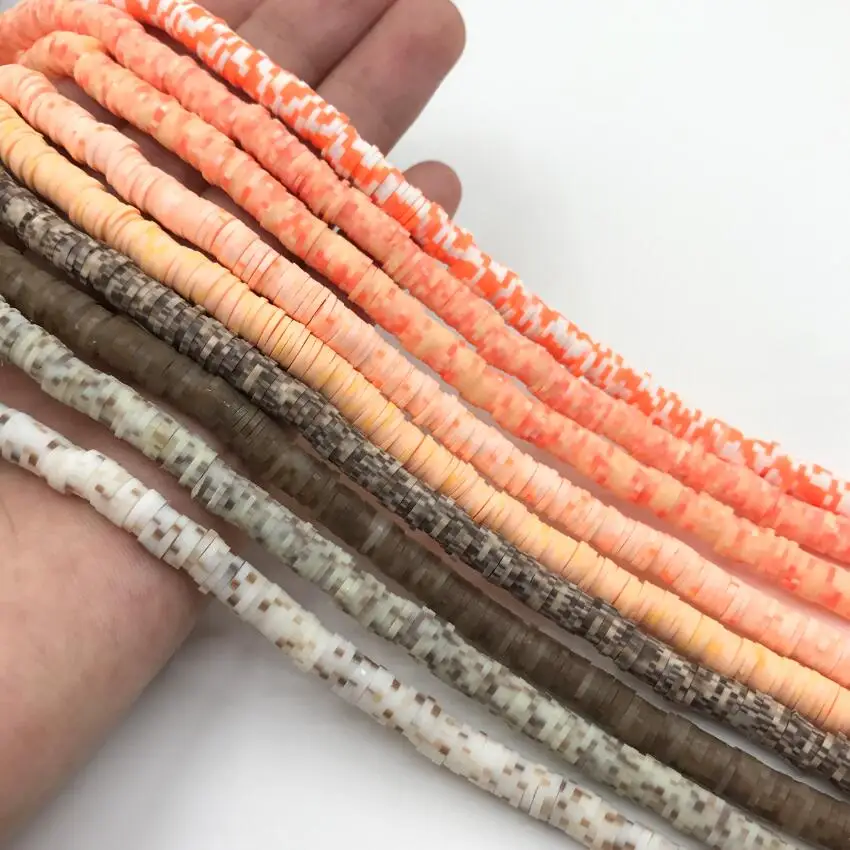 10strand/lot Orange Series Polymer Clay Rondelle Beads Wholesale,Vinyl Disc Heishi Tiny Spacers Loose Beads,DIY Jewelry Making