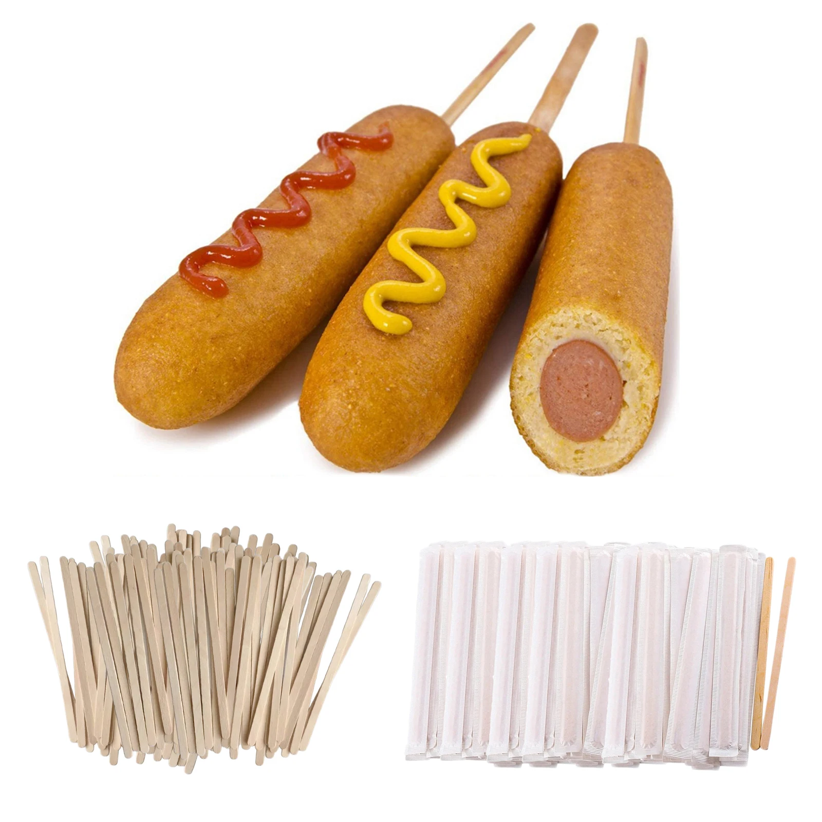 500pcs Wooden Coffee Tea Stirrers Craft Sticks Hot Corn Stick 5.5inch , Well Sealed
