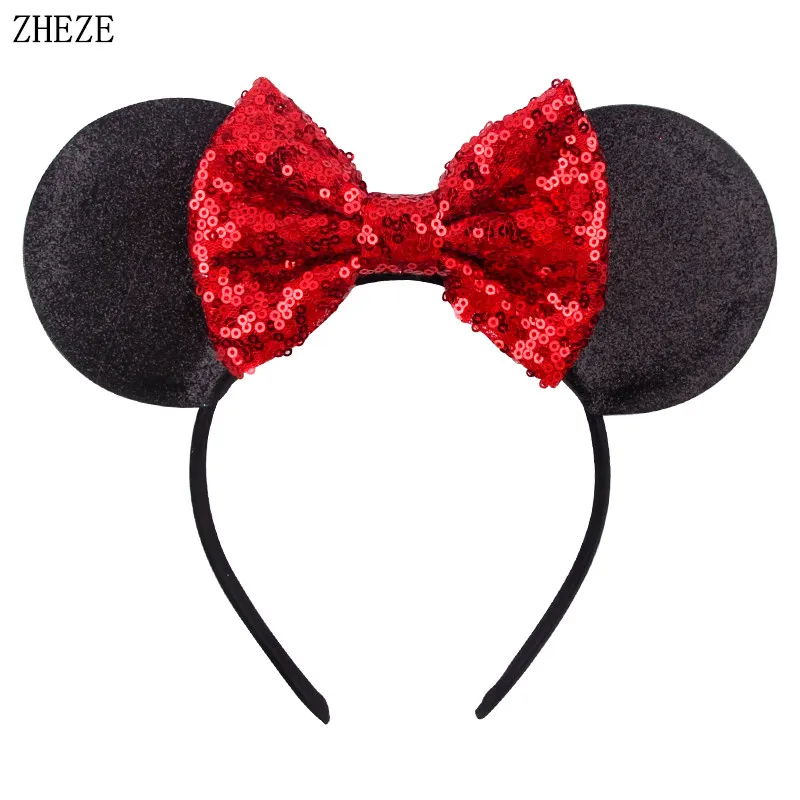 

Trendy Christmas Sequins Mouse Ears Headband For Girls Festival Party Headwear Padded Candy Hair Bow Hairband Hair Accessories