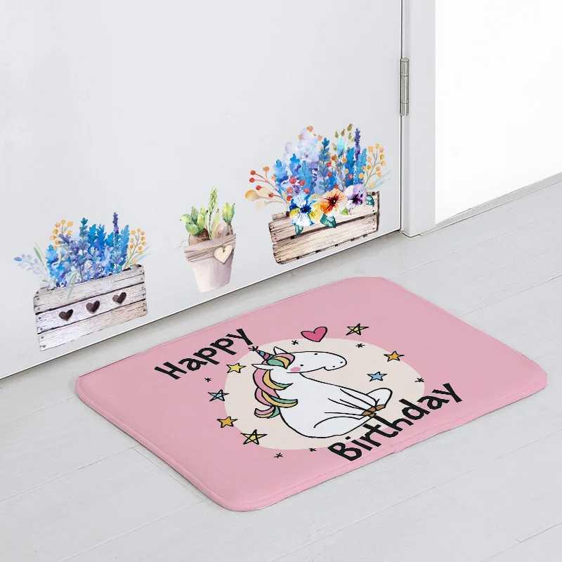 Hairy Cute Floor Mat Yellow Meteor Unicorn Castle Cloud Door Mat Office Decoration 50*80Cm Non-Slip Coral Fleece Kitchen Mat