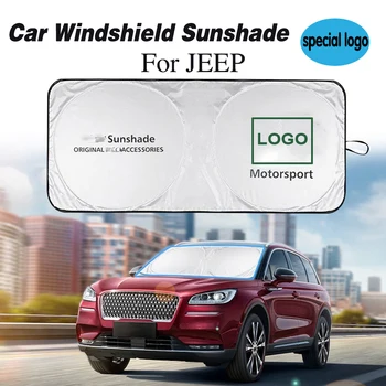 

Car Sun Shade Cover With Auto Logo Windshield Sunshade Protector Parasol Coche Sunlight Block Blind Emblem for Jeep 2020 Cooling